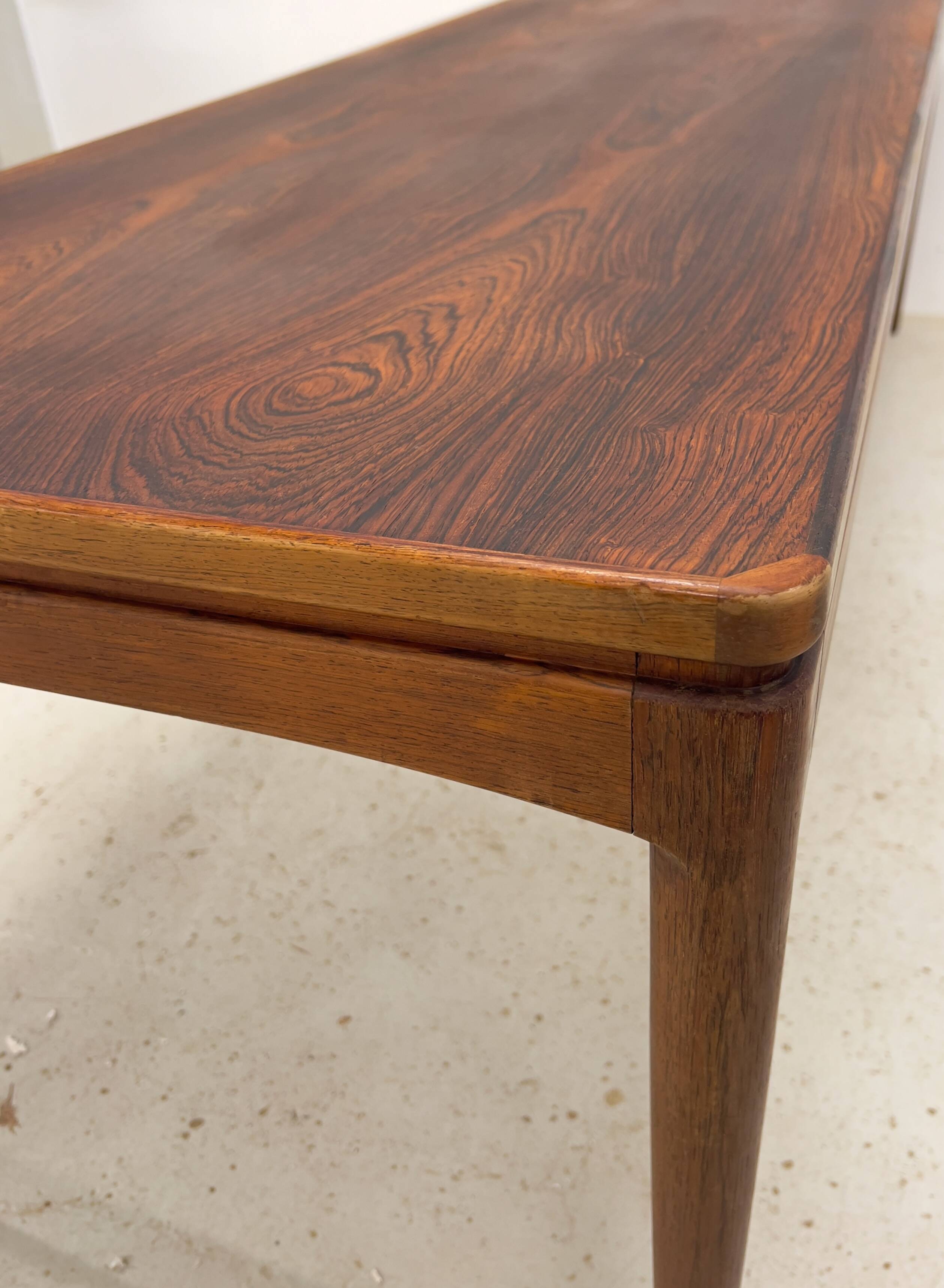 Danish long rosewood coffee table