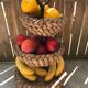 Fruit tray display in braided rope on 3 levels