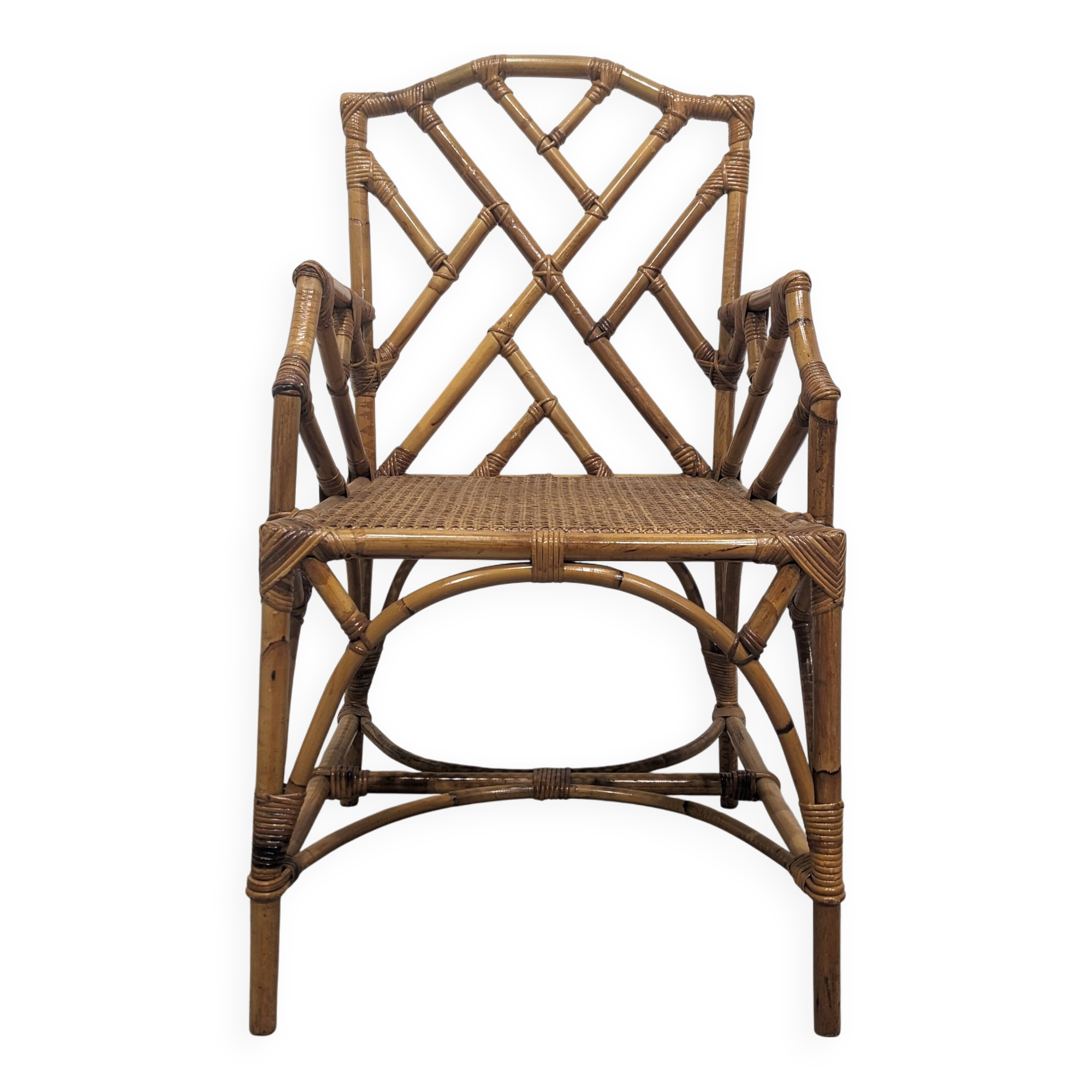 Vintage rattan and bamboo armchair