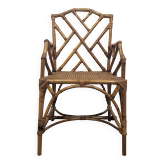 Fauteuil vintage en rotin et bambou
