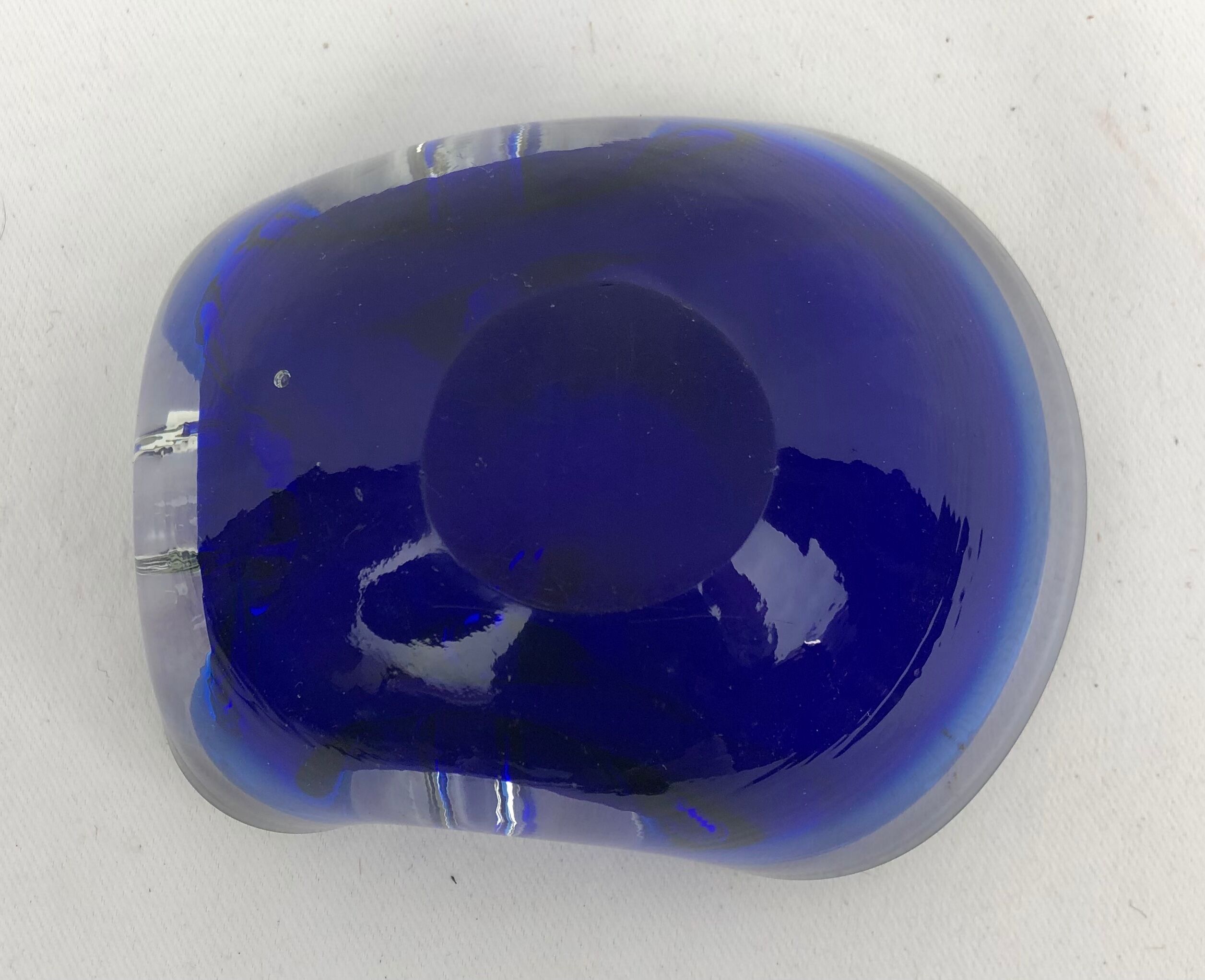 Vintage Murano ashtray, blue and transparent sommerso