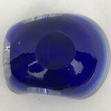 Vintage Murano ashtray, blue and transparent sommerso