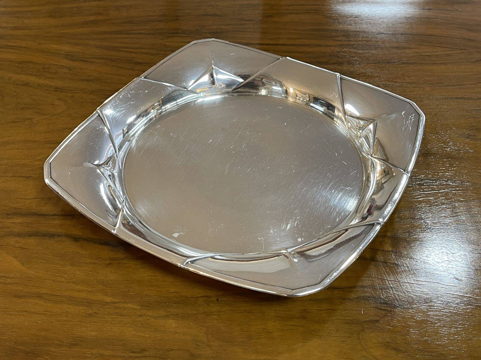CHRISTOFLE silver metal tray - 23x23cm