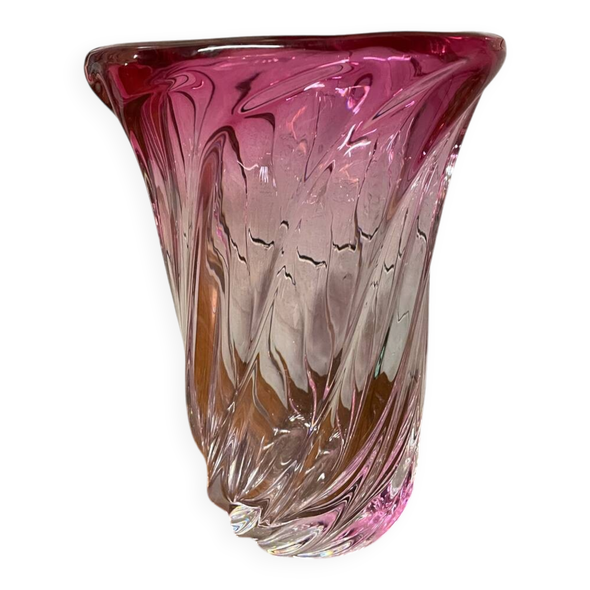 Vase bicolore cristal val saint Lambert