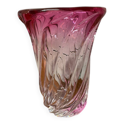Vase bicolore cristal val saint Lambert