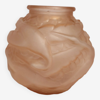 Vase boule art déco motif cigognes