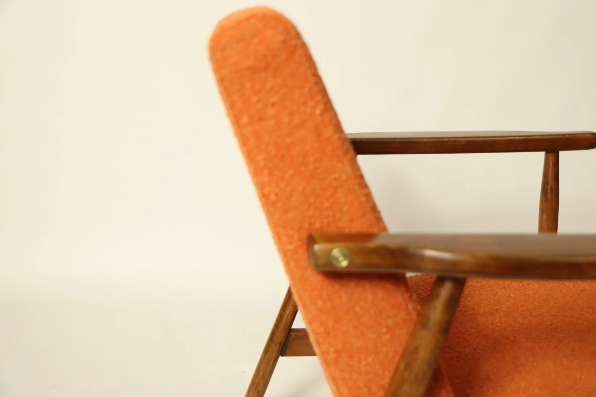 Vintage pumpkin orange lounge chair 1970s restored