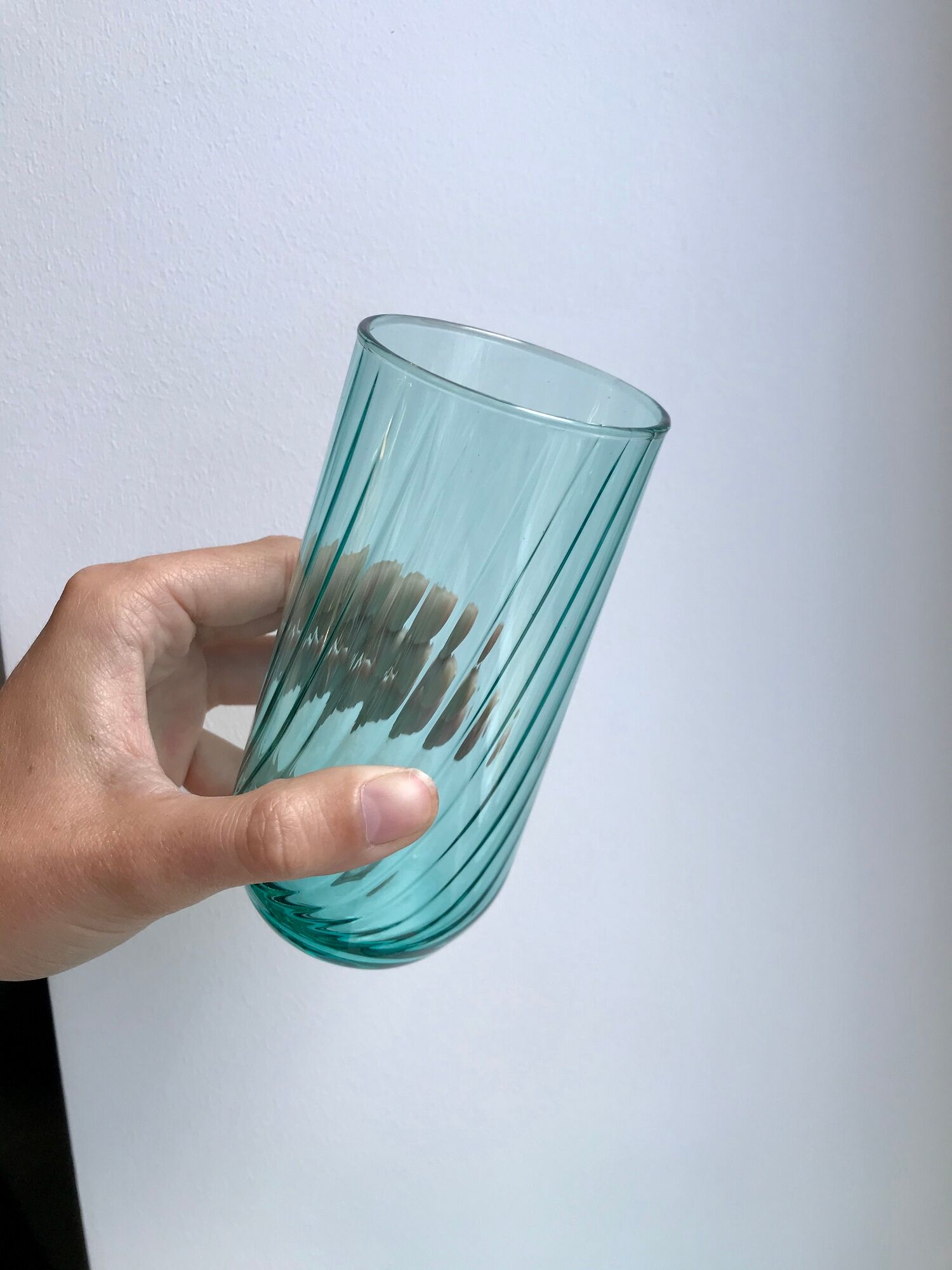 Set of 6 turquoise striped glasses 70s