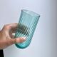Set of 6 turquoise striped glasses 70s