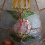 Large mother-of-pearl and brass lampshade