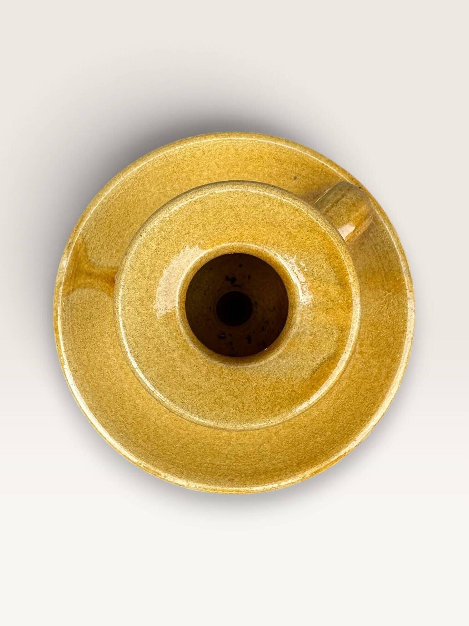 Mustard ceramic cellar rat candlestick