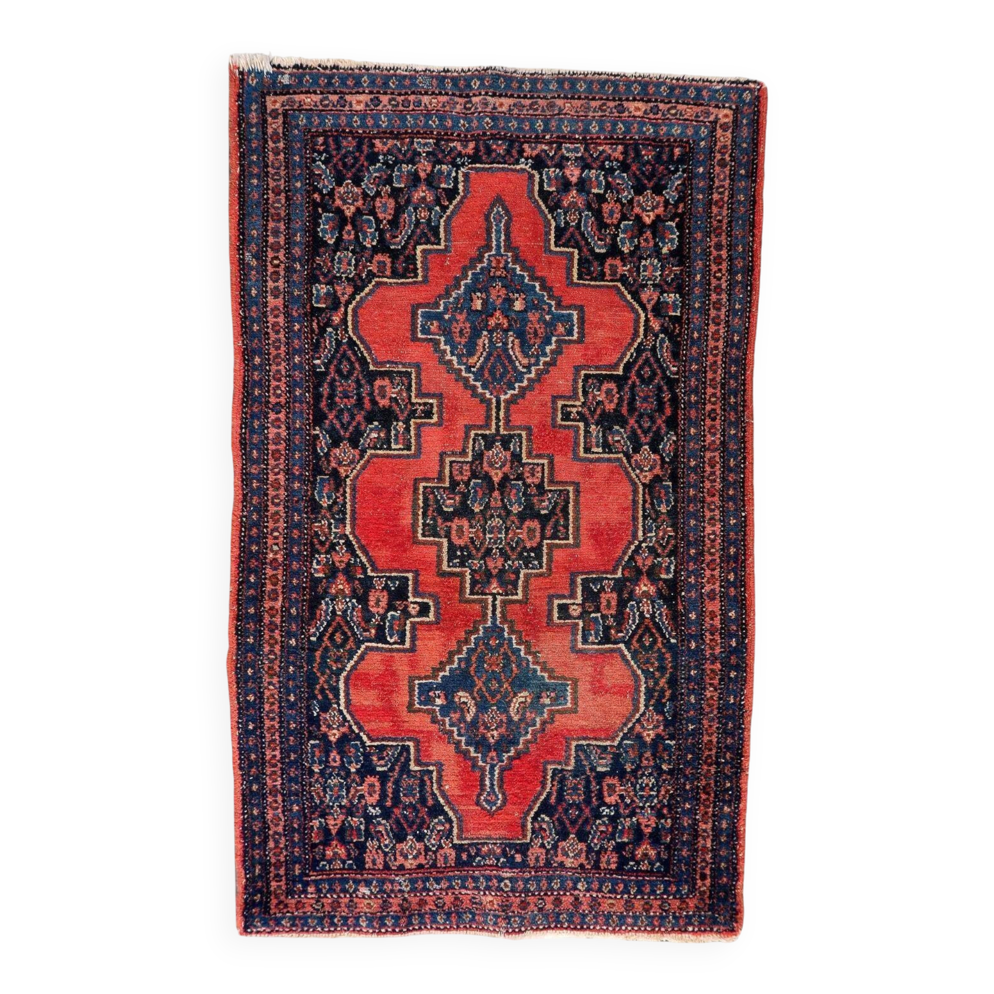 Tapis persan Senneh antique des années 1920 57 cm x 96 cm - 1C1248