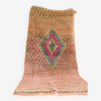 Vintage Moroccan Beni Mguild handmade rug. Turquoise and nude pink Berber patterns. 100% wool