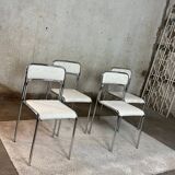 Reupholstered Chrome Stacking Chairs - 70s