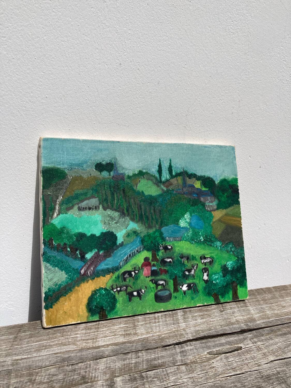 Tableau, huile sur toile paysage naïf