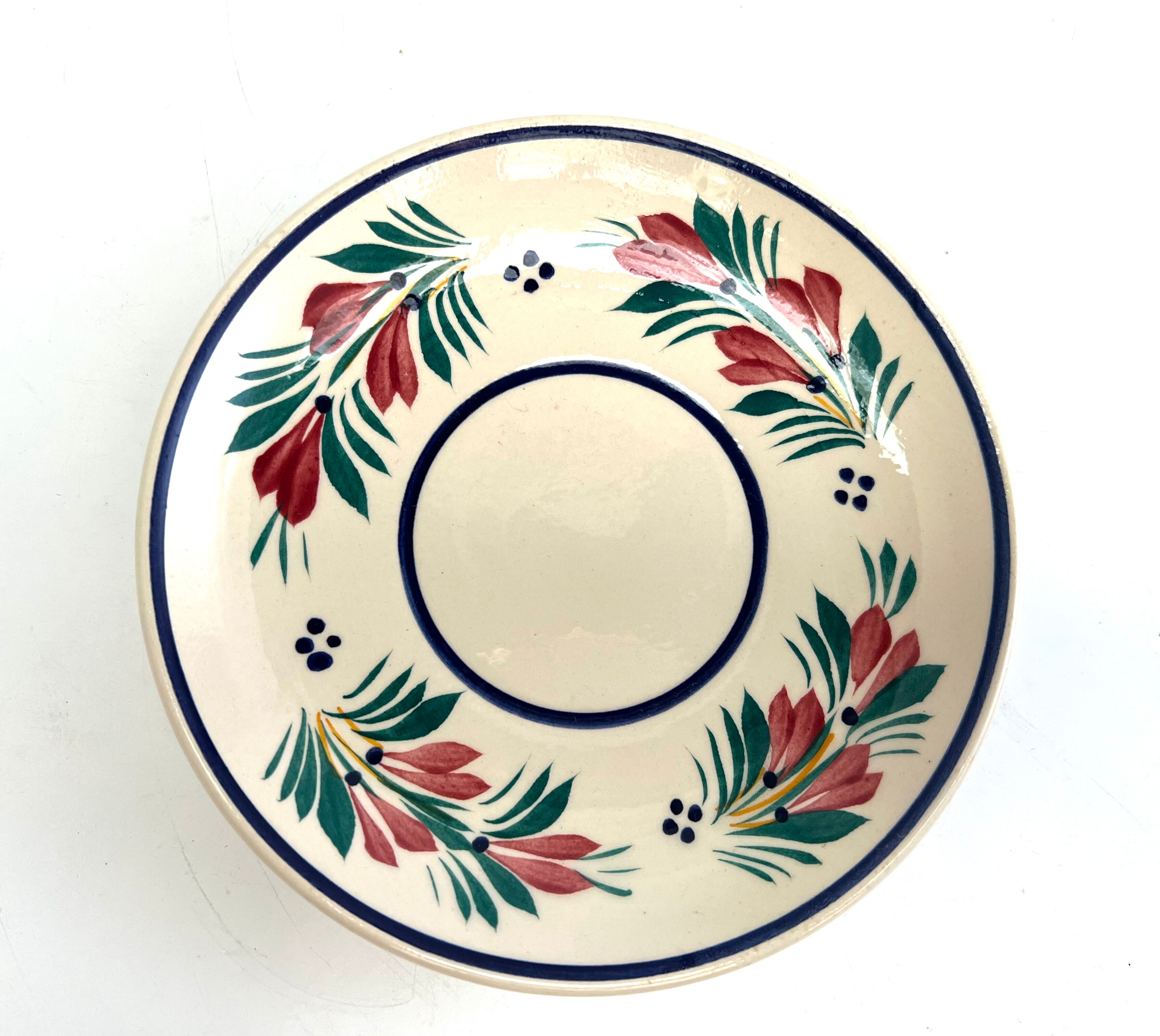 Tasse et sous tasse à thé Quimper décor fleurs