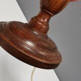Old Danish table lamp in turned dark wood