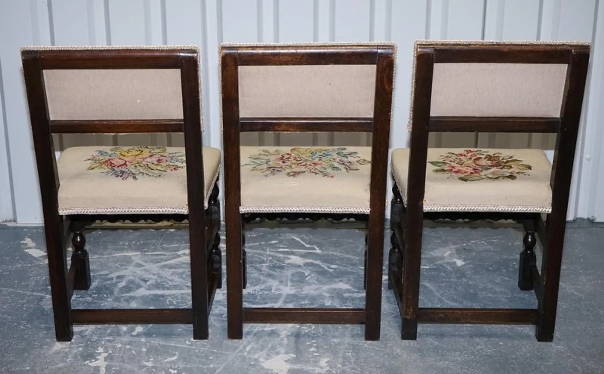 Victorian Floral Tapestry Dining Chairs, England, Set of 6