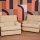 2 fauteuils minimalistes beige, 1970