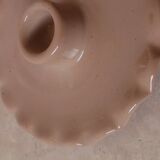 Ceramic candle holder beige serrated plate