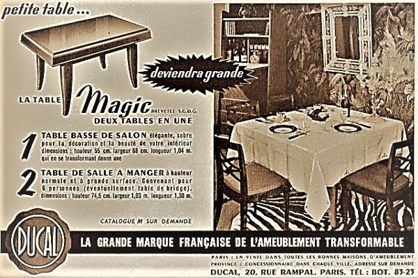 table basse modulable en table de Salle à manger Magic d'Albert Ducrot