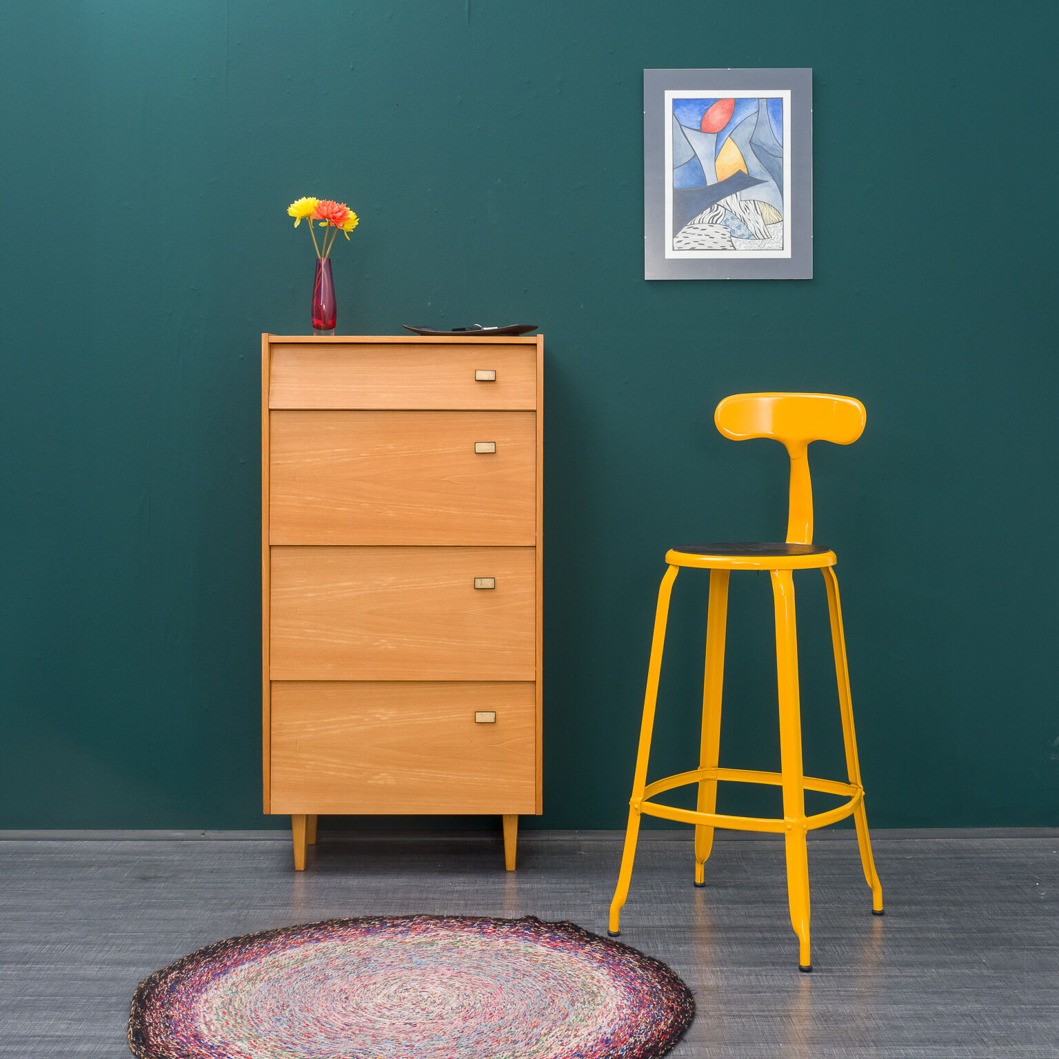 Armoire à chaussures, années 60, orme