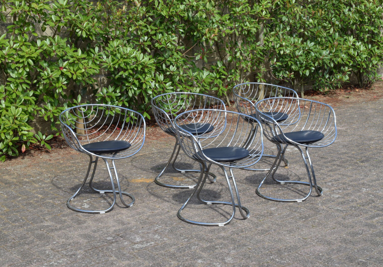 Vintage Pan Am Chrome Chairs by Gastone Rinaldi for Rima, Set of 5