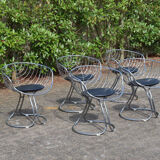 Vintage Pan Am Chrome Chairs by Gastone Rinaldi for Rima, Set of 5
