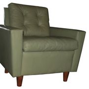 MId century pistachio green leather lounge chair after Florence Knoll, 1950s