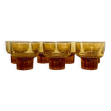 7 small amber glasses