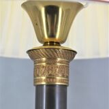 Lamp in gilded bronze and patinated empire style pleated lampshade