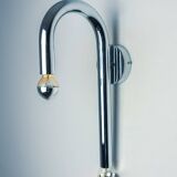 Space-age tubular wall lamp, chromed metal, Italy, 1970