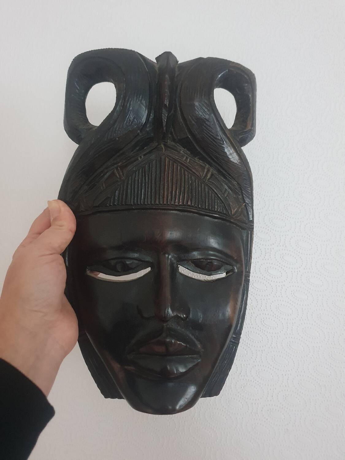 African ceremonial mask in handmade ebony wood