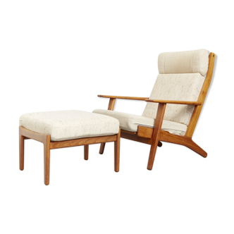 Hans J.Wegner Lounge Chair+Ottomane GE 290 "The Plank" for Getama