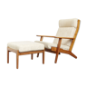 Hans J.Wegner Lounge Chair+Ottomane GE 290 "The Plank" for Getama