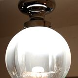 Chrome Ceiling Lamp, Murano Blown Glass, Italy, 1960s