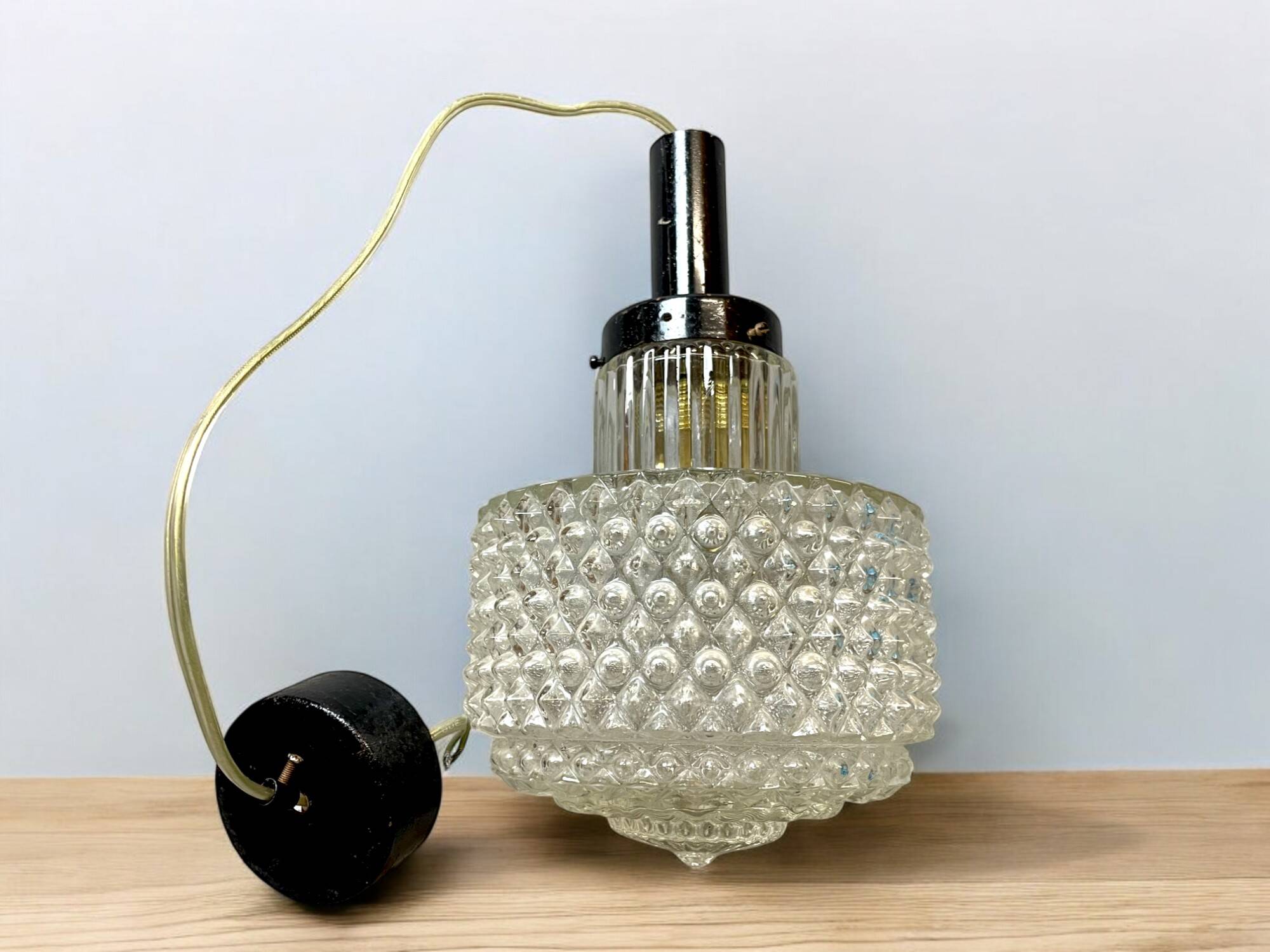 Mid Century small hobnail glass hanging ceiling lamp