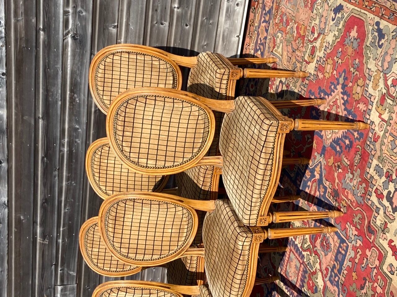 Suite of six Louis XVI-style medallion chairs
