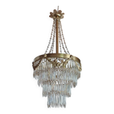 Lustre ancien à pampilles en cristal taillé époque Napoléon III