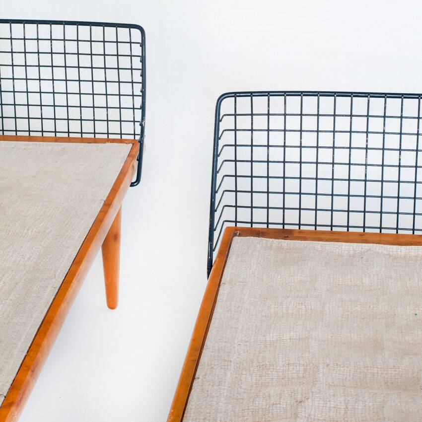 Single bed in teak and iron. Design by Bengt Ruda for Triva. Sweden, 1960s