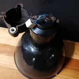 Industrial vintage factory pendant lamp, enamelled metal, 60s