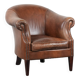 Cognac-coloured vintage cow leather club armchair in English style
