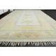 1970s Vintage Turkish Oushak Handmade Wool Cotton Yellow Area Rug 195x306