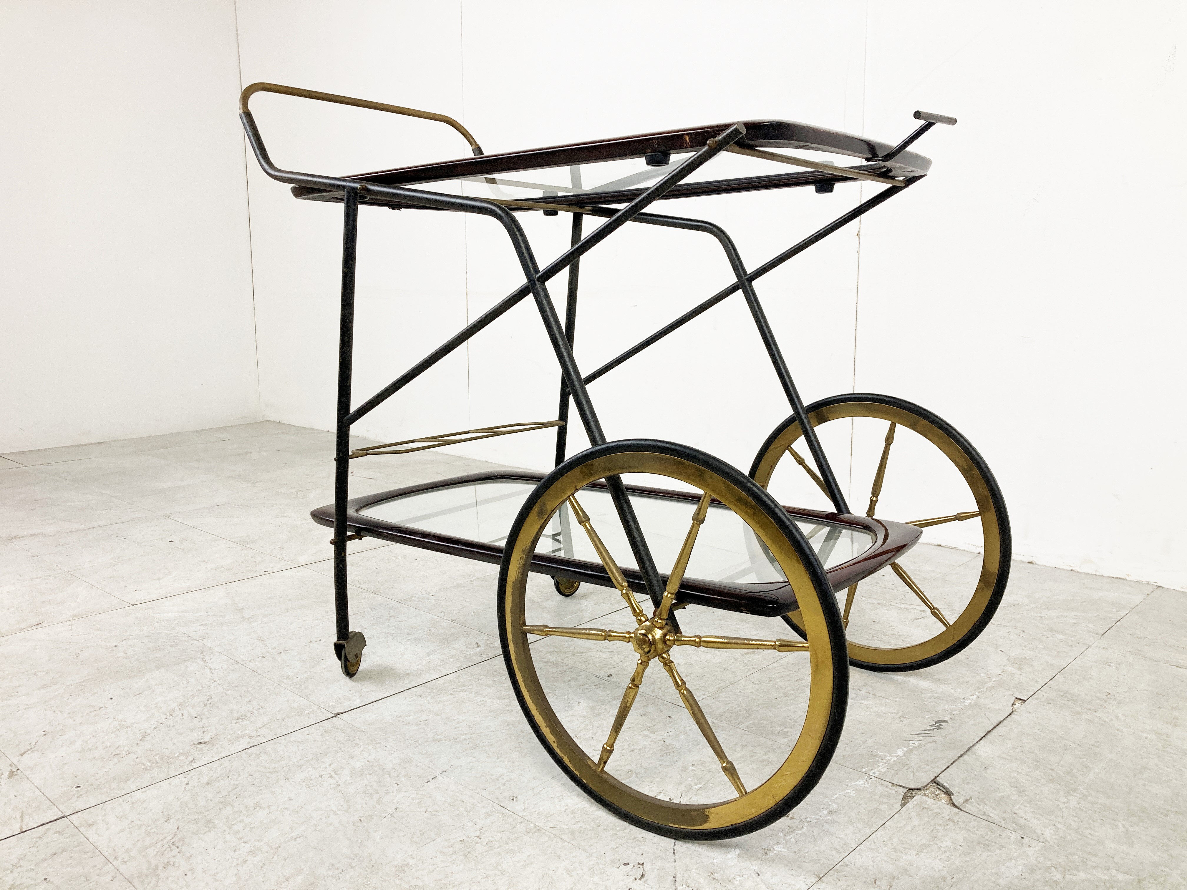 Vintage Italian serving trolley by Cesare Lacca, 1950s