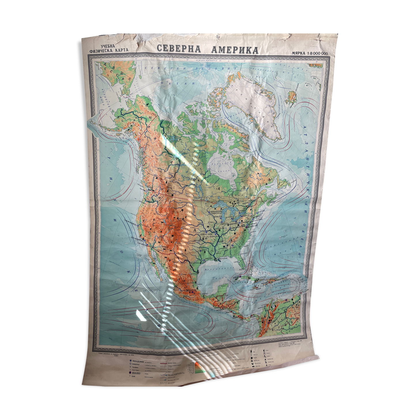 North america usa canada vintage map 1962 linen school map