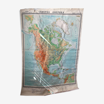 North america usa canada vintage map 1962 linen school map