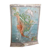 North america usa canada vintage map 1962 linen school map