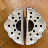 Pair of ceramic flower pots - flower picks with blue floral motifs