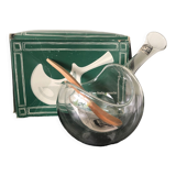 Bain-marie gravy boat glass blown vintage 1970