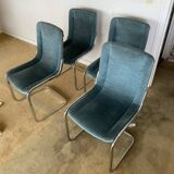 Ensemble 4 chaises design en acier et tissu